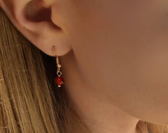 Carnelian dangle earrings jewelry July birthtone Orange crystal earrings Aries gift Custom Gold filled jewelry Carnelian agate drop earrings