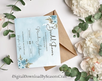 Bridal Shower Invitation Template, Printable Bridal Shower Invitation Card, Editable, Instant Download