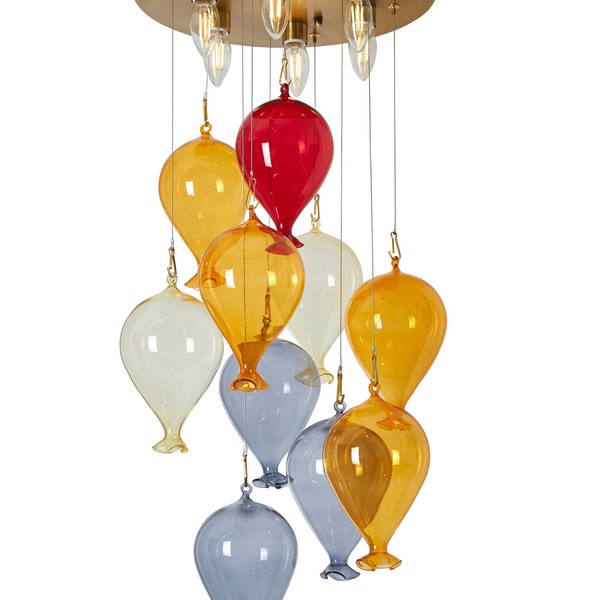 Glass flying Colorful balloon Chandelier, Murano type 10 Glass Balloon, Modern Lighting Fixture interior home decoration Child room lighting