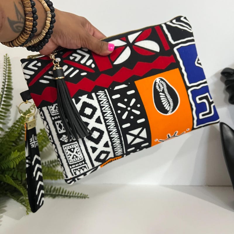 <B10J-004> AFRICAN PRINT CLUTCH BAG