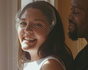 Elegant Handmade Birdcage Veil with Pearl Accents