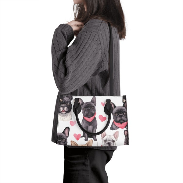 Sac à main de luxe en cuir PU avec bandoulière bouledogue français : pièce tendance chic pour les amoureux des chiens