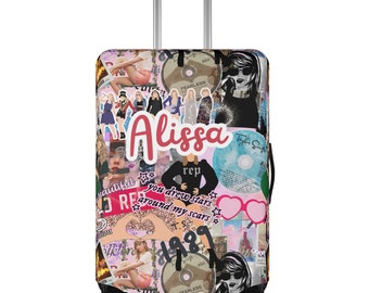 Custom Collage Luggage Cover, personalized with your name