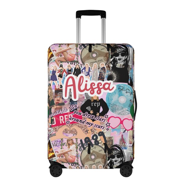 Custom Collage Luggage Cover, personalized with your name