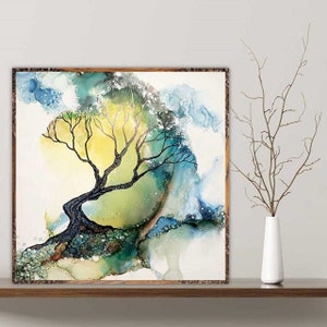 FINE ART PRINT - Tree of Life, Alcohol ink art, Tree Painting, Abstract Landscape, Forest Art, Tree Art, Abstract art, Colurful Art