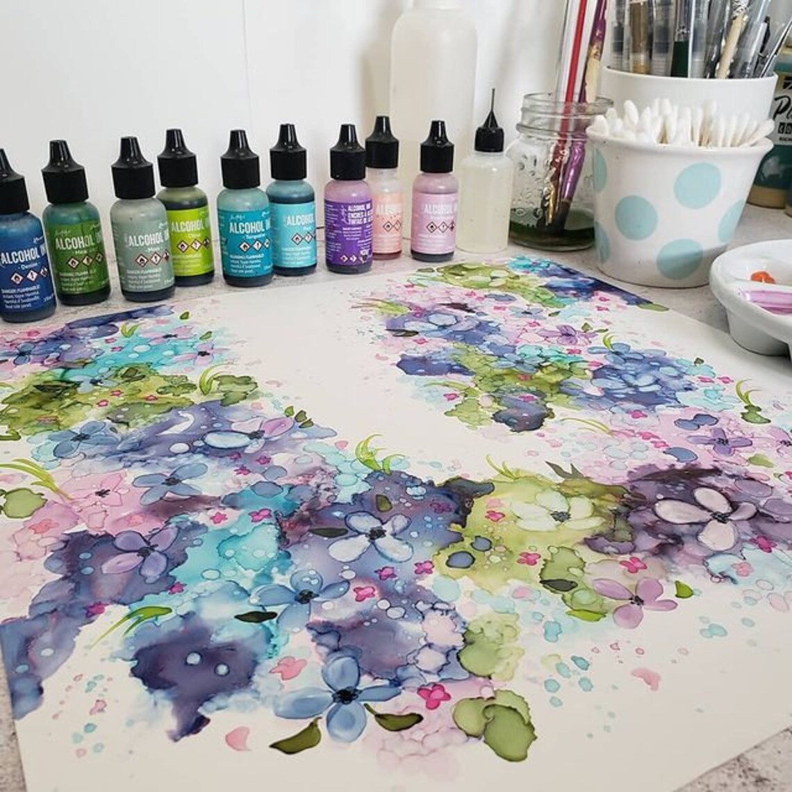 Pintura floral original con tinta de alcohol Arte de tinta Etsy España Pintura floral original con tinta de alcohol Arte de tinta Etsy España