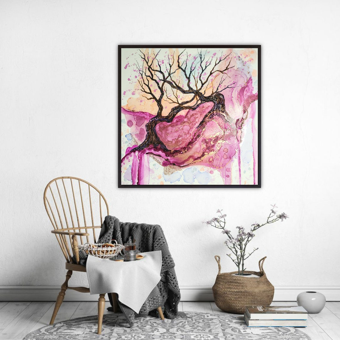 Original Abstract landscape Pink and Peach Wall Art | Etsy