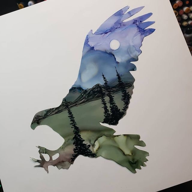 FINE ART PRINT EaglePainting, Alcohol ink art, Eagle Print, Eagle art