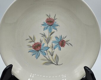 3 cuencos de cerámica Stubenville con diseño floral rosa y azul, de 20 cm (8 pulgadas), fabricados en EE. UU., estilo vintage.