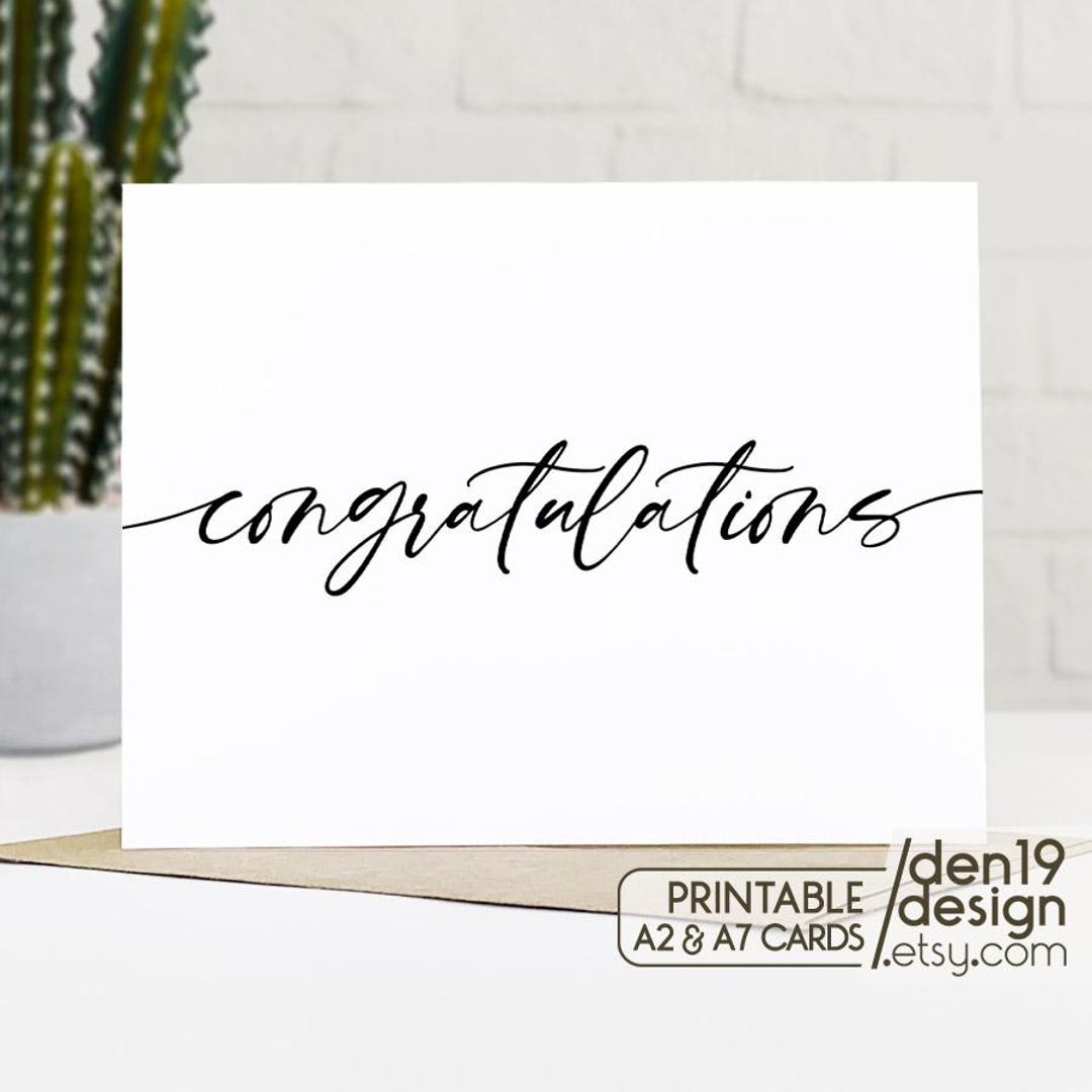 Congratulations Printable Card / Instant Download PDF / Card Template ...