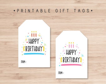 Printable Gift Tags / Happy Birthday Gift Tag / Birthday Gift | Etsy