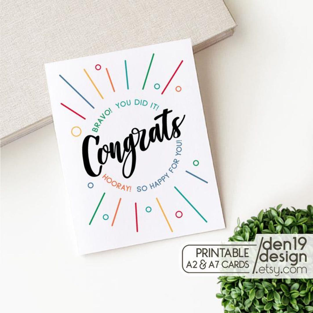 Congrats Cards.pdf Congrats Printable Card / Instant Download PDF / Card Template - Etsy