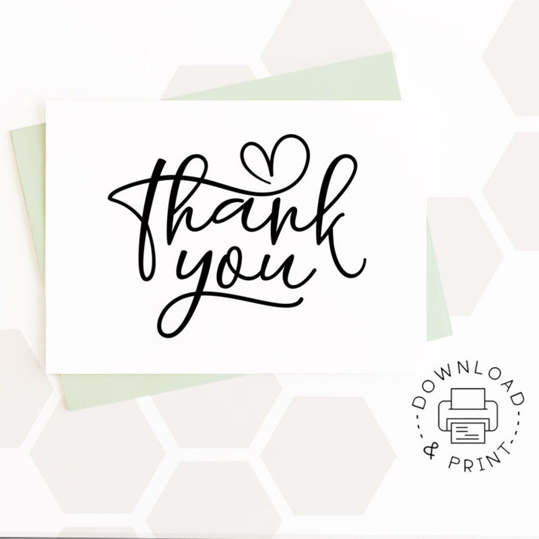 Thank You Printable Card / Instant Download PDF / Card Template Etsy Thank You Printable Card / Instant Download PDF / Card Template Etsy