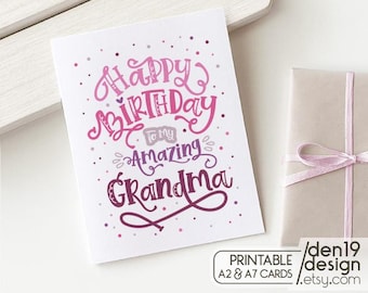 Grandma Birthday Card: Printable PDF, A2/A7 Sizes (Instant Download)