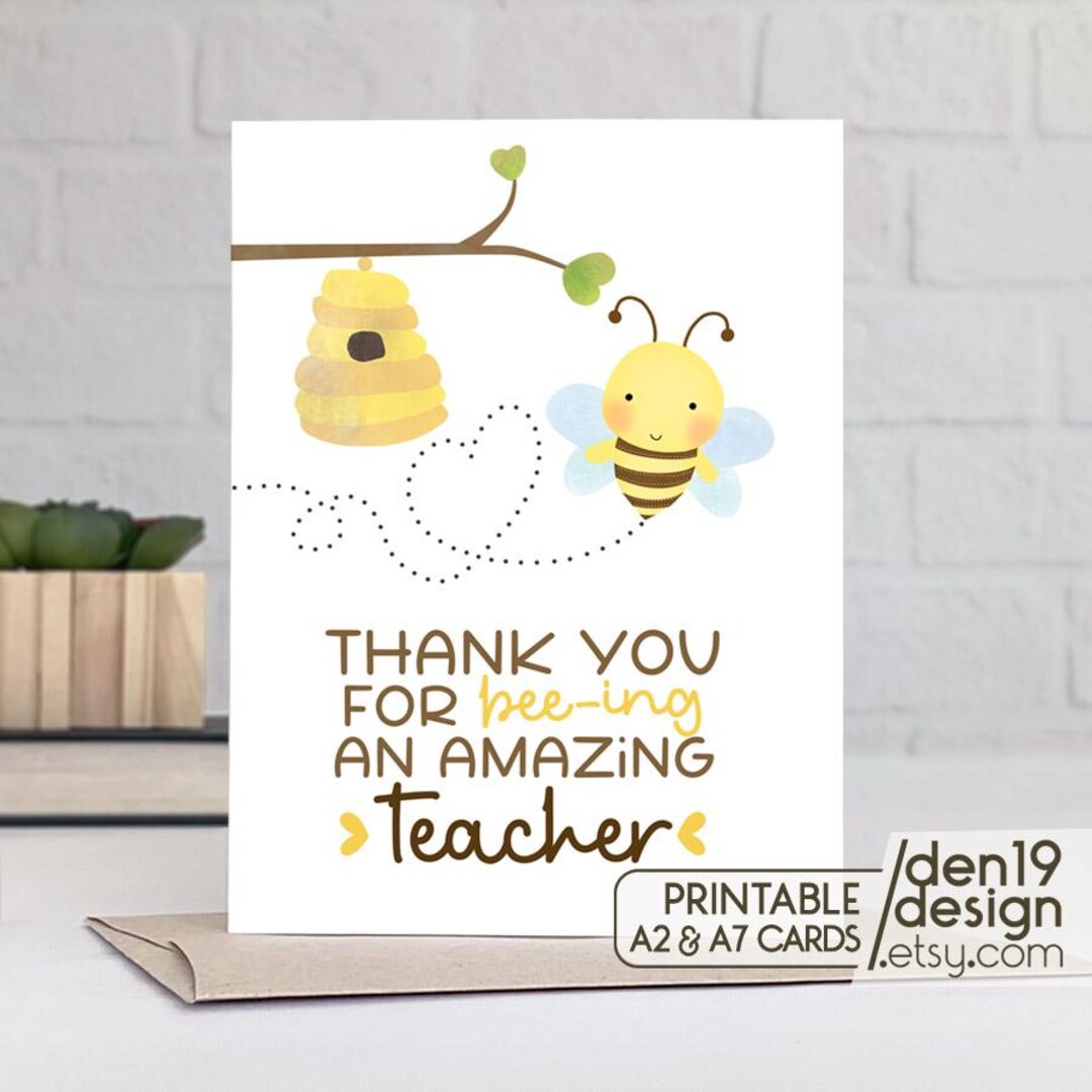 Printable Card: Thank You for Bee-ing an Amazing Teacher / Instant ...