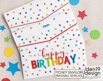 Printable Birthday Money Gift Envelope / DIY Gift Cash Holder / Instant Download PDF