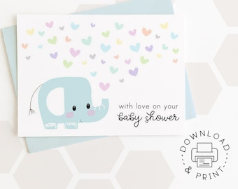Printable With Love On Your Baby Shower Card / Instant Download PDF / Neutral New Baby Card / Baby Shower Card Template