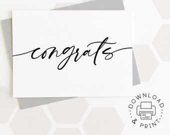 Congrats Printable Card / Instant Download PDF / Card Template