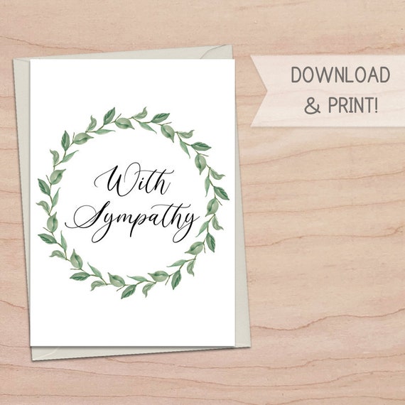 With Sympathy Printable Card / Instant Download PDF / Card | Etsy