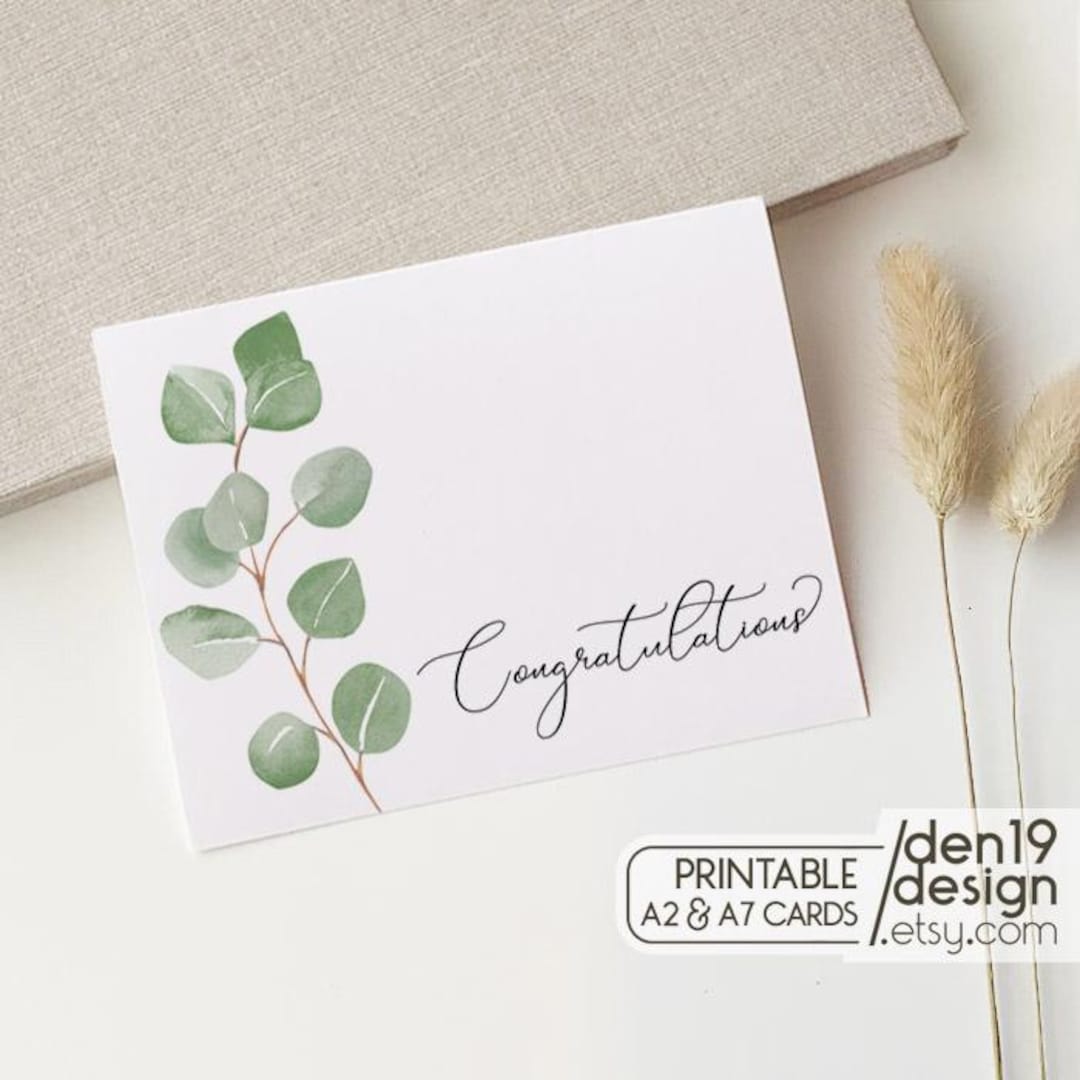 Congratulations Printable Card / Instant Download PDF / Eucalyptus Card ...