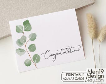 Congratulations Printable Card / Instant Download PDF / Floral Card ...