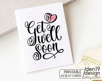 Get Well Soon Printable Card / Instant Download PDF / Card Template