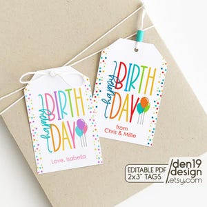 Etichette regalo modificabili e stampabili / Etichetta di buon compleanno / PDF scaricabile immediatamente