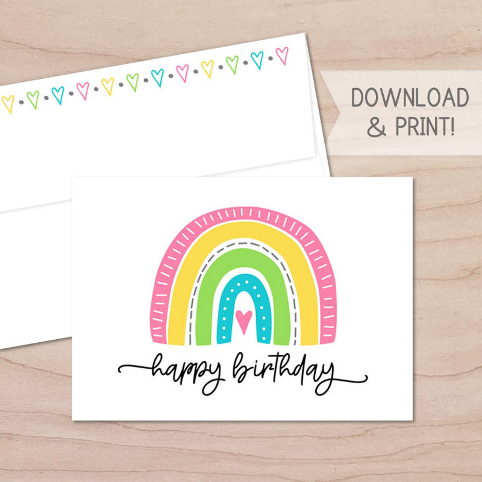Happy Birthday Printable Card and Envelope / Instant Download - Etsy