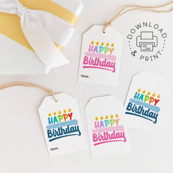 Printable Gift Tags / Happy Birthday Gift Tag / Birthday Gift Labels In Two Colors