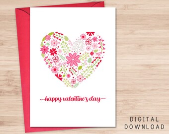 Happy Valentine's Day Printable Card / Instant Download | Etsy