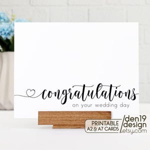 Carte imprimable : Félicitations pour votre mariage / Téléchargement instantané au format PDF / Modèle de carte de mariage