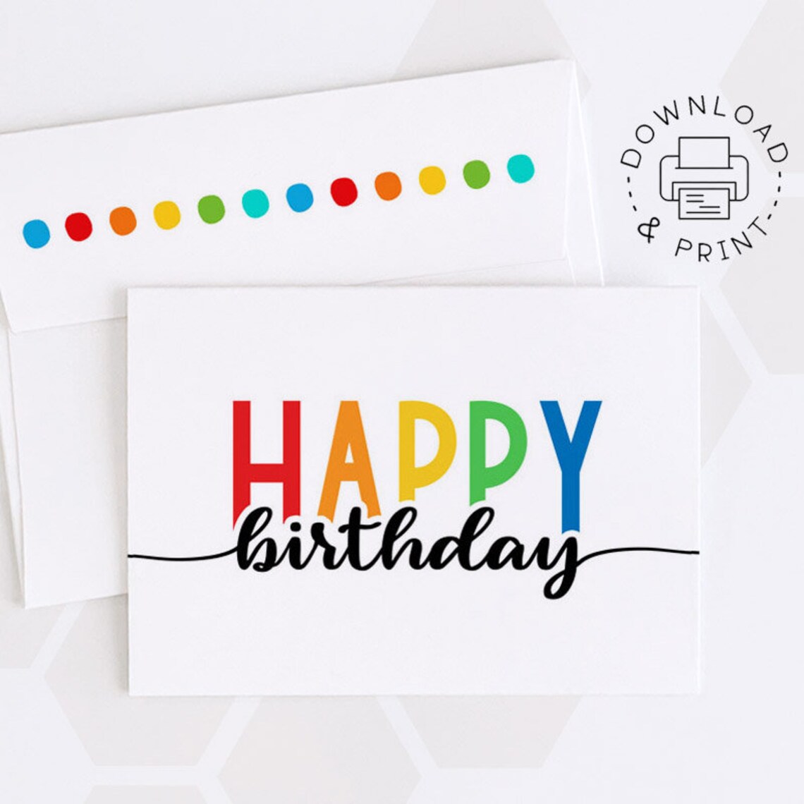 Happy Birthday Printable Card and Envelope / Instant Download - Etsy