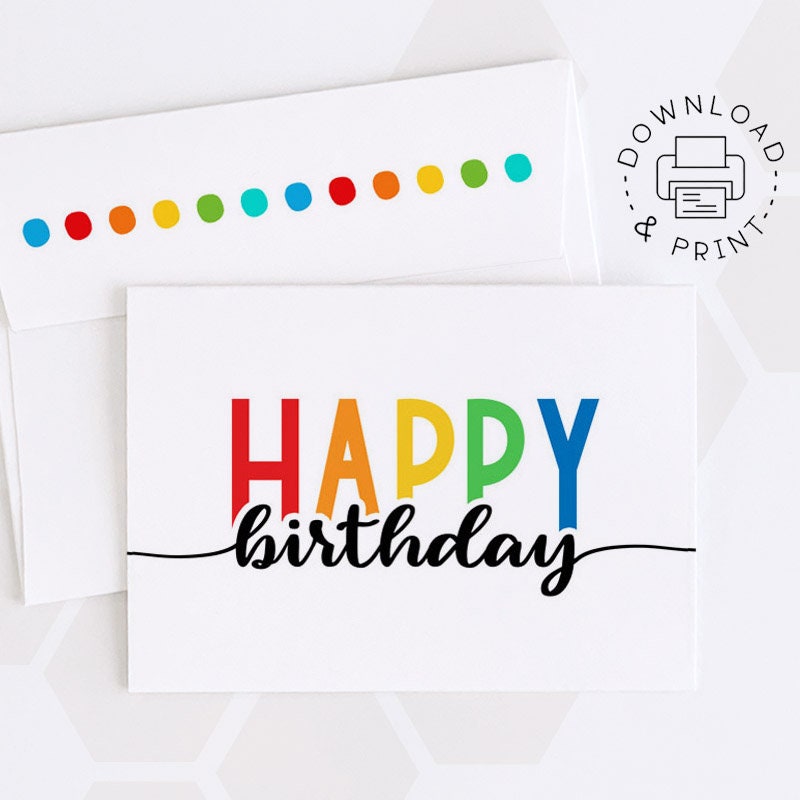 Happy Birthday Printable Card and Envelope / Instant Download Etsy Happy Birthday Printable Card and Envelope / Instant Download Etsy