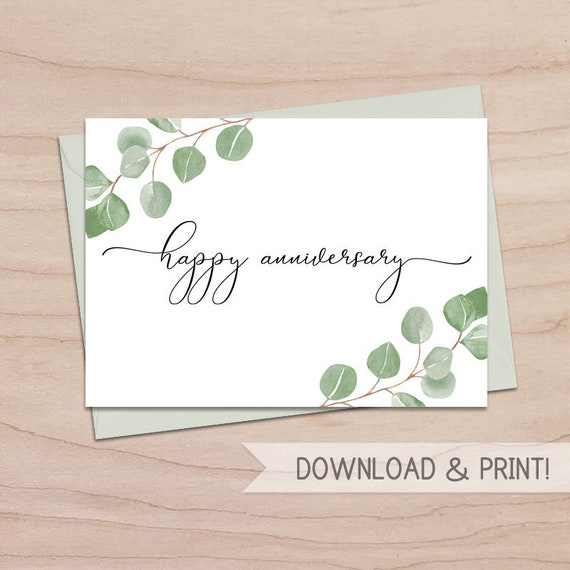 Printable Happy Anniversary Card / Instant Download PDF / - Etsy