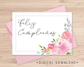 Feliz Cumpleanos / Happy Birthday Printable Card / Instant | Etsy