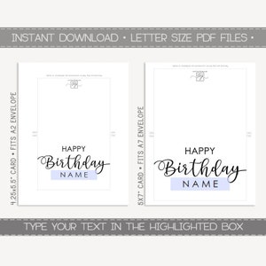 Editable &amp; Printable Happy Birthday Card / Instant Download - Etsy