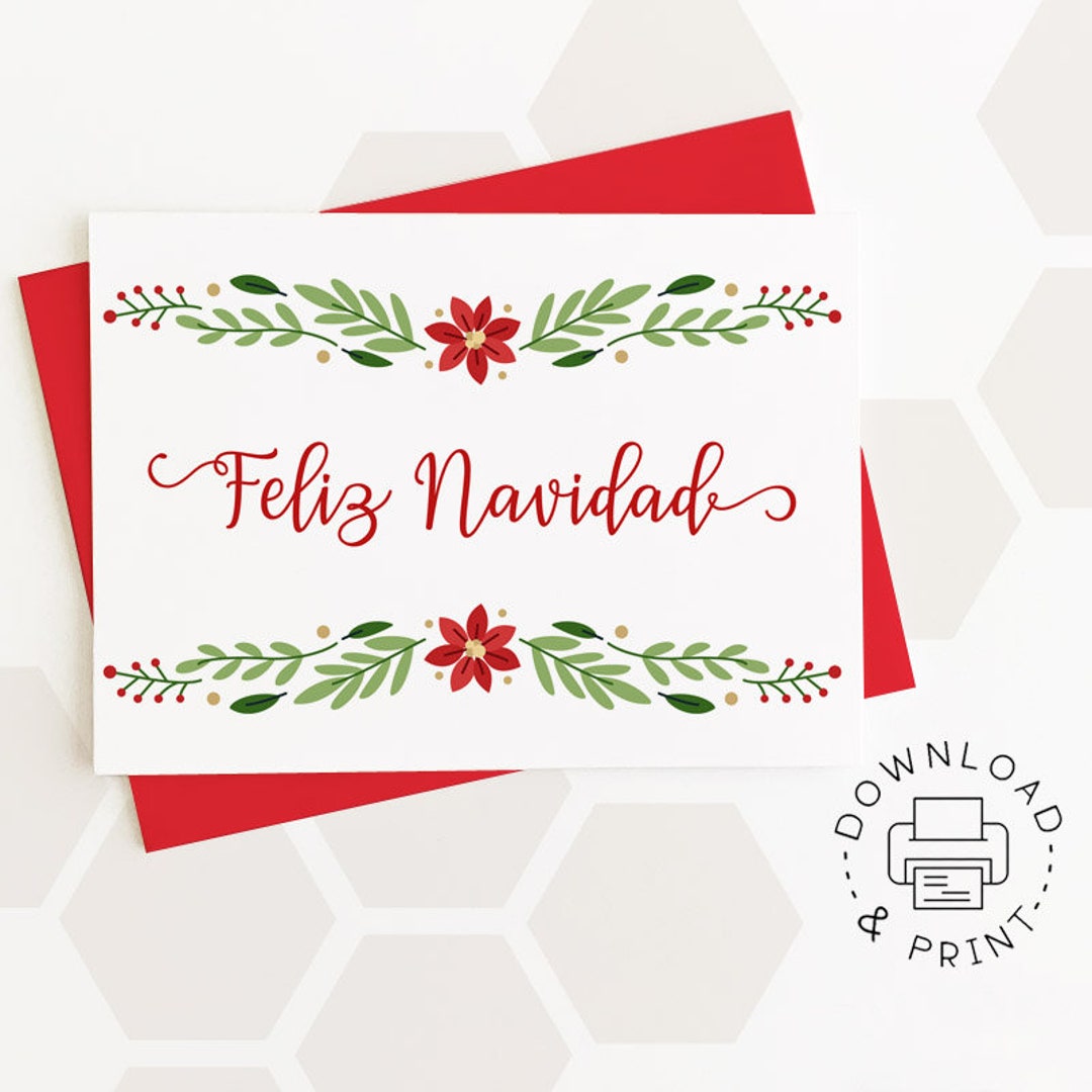 Feliz Navidad Printable Card / Instant Download PDF / Spanish Christmas