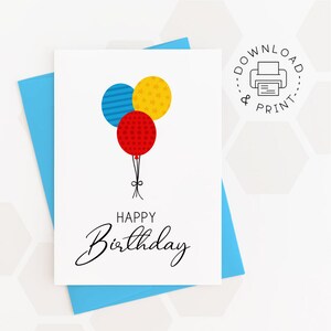 Set of 4 Printable Birthday Cards / Happy Birthday Card / Instant ...