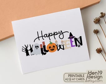 Druckbare Halloween-Grußkarte / Sofort-Download (PDF)