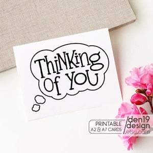 Thinking Of You Printable Card / Instant Download PDF / Card Template