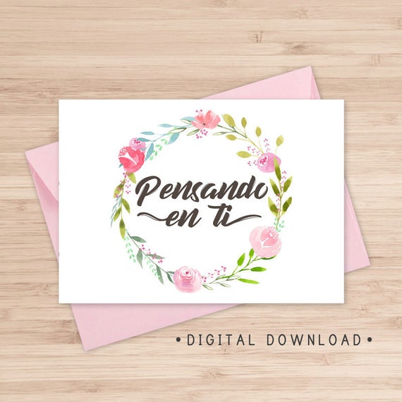 pensando en ti / thinking of you spanish printable card / etsy canada pensando en ti /
