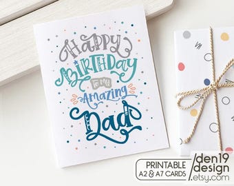 Happy Birthday Dad Card: Printable PDF Greeting Card (A2/A7 Sizes)