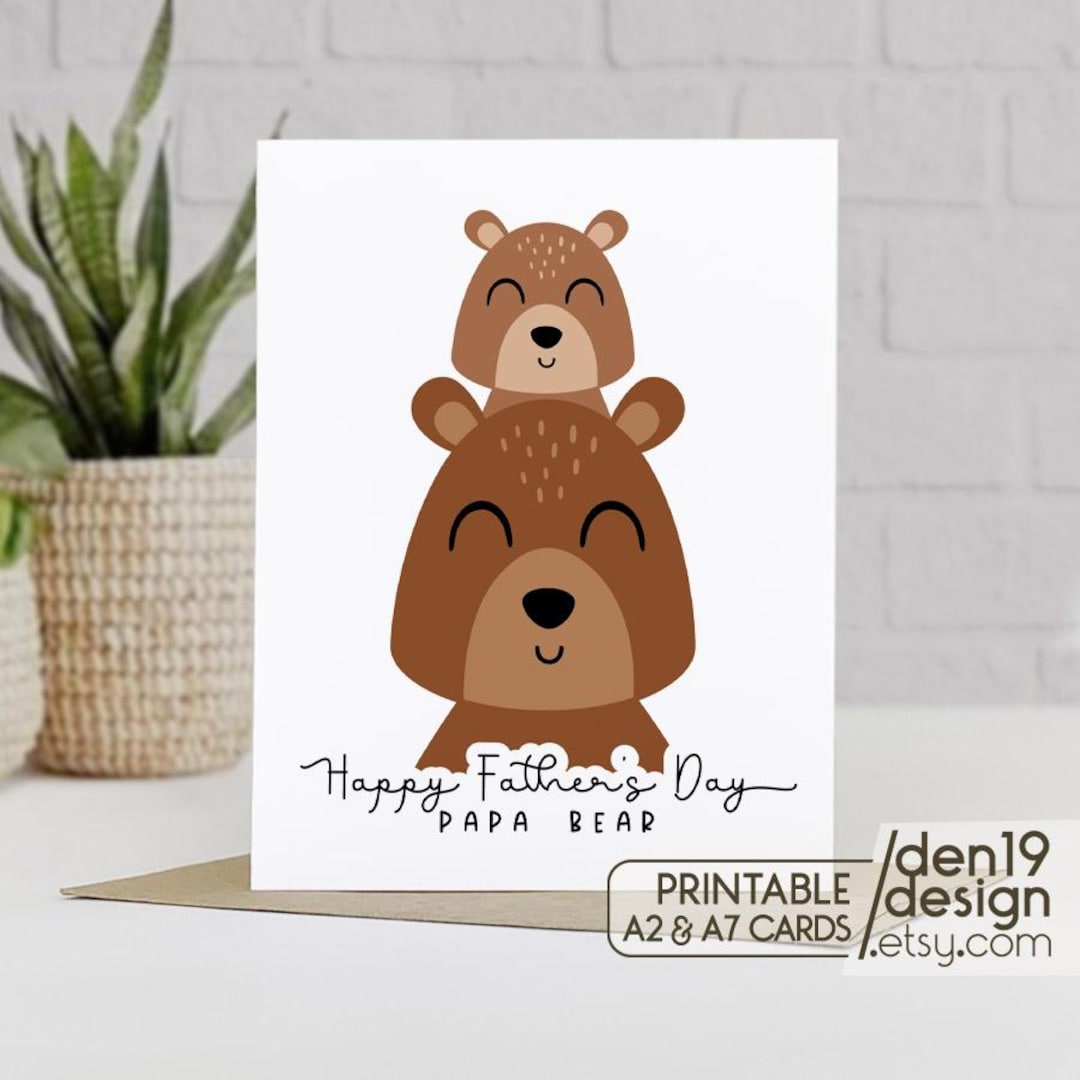 Happy Father's Day Printable Card / Instant Download PDF / Papa Bear ...