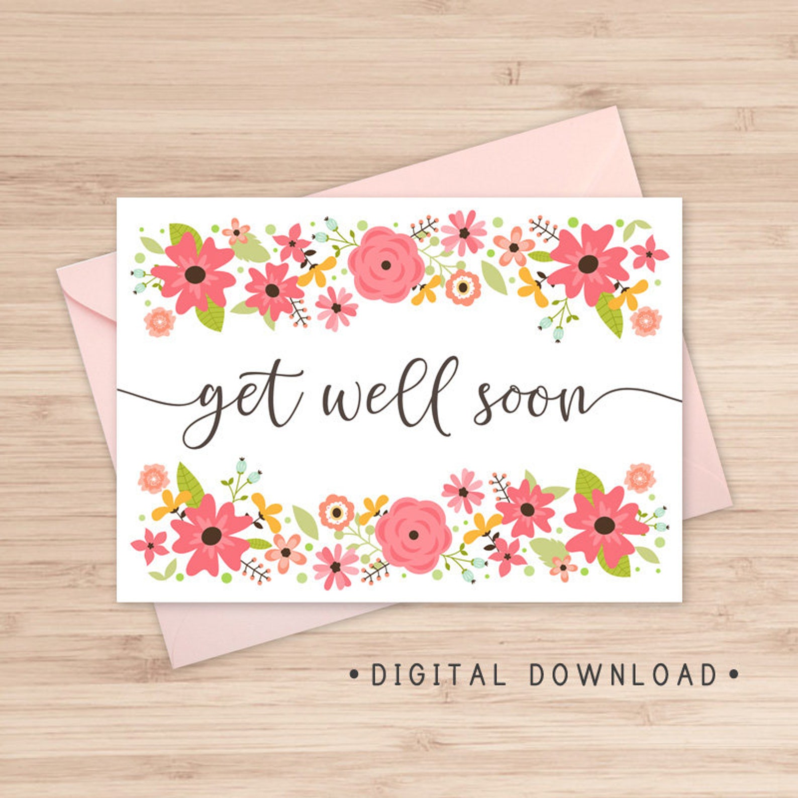 Get Well Soon Printable Card / Instant Download PDF / Card Etsy