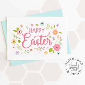 Happy Easter Printable Card / Instant Download PDF / Easter Card Template
