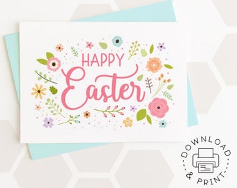 Happy Easter Printable Card / Instant Download PDF / Easter Card Template