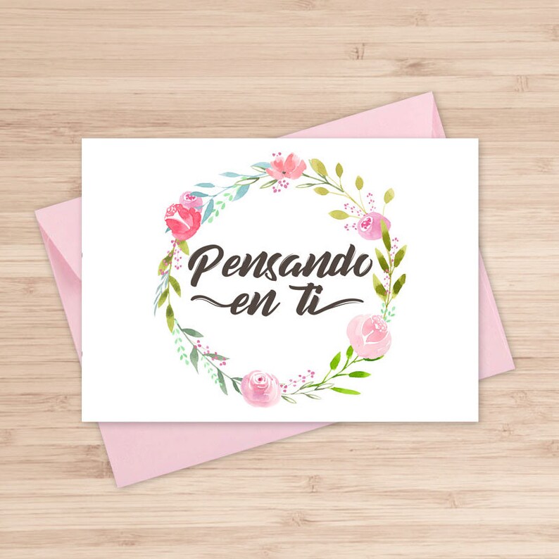 Pensando en Ti / Thinking Of You Spanish Printable Card /  Etsy