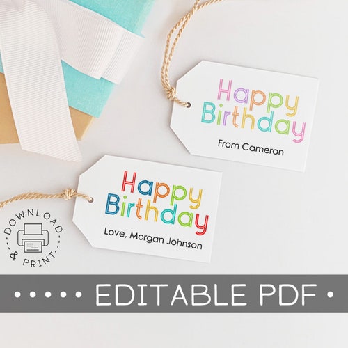 Printable Gift Tags / Happy Birthday Gift Tag / Birthday Gift - Etsy