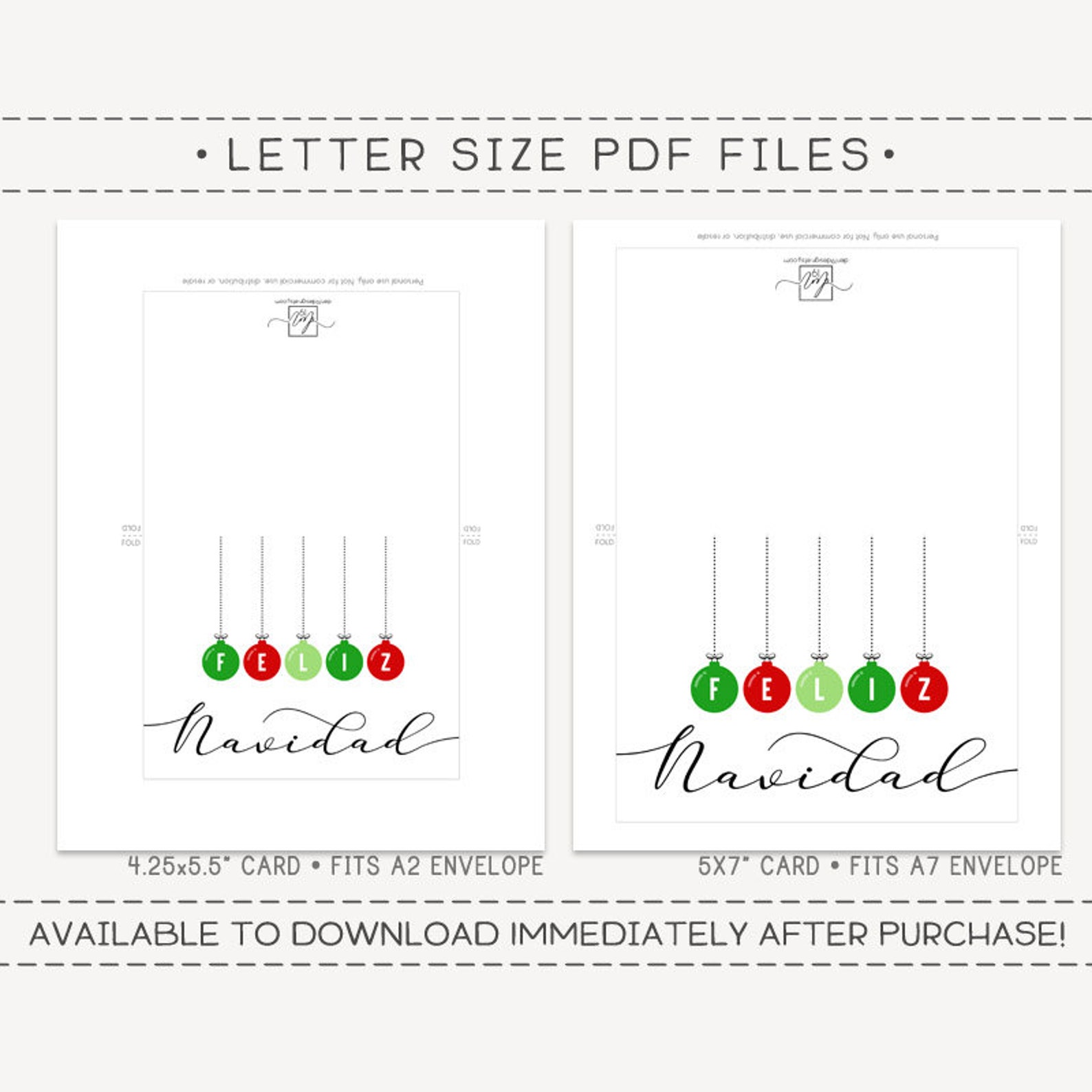 Feliz Navidad Printable Card / Instant Download PDF / Spanish - Etsy