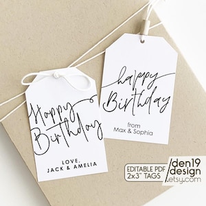 Bearbeitbare & druckbare Geschenkanhänger / Happy Birthday Tag / Instant Download PDF